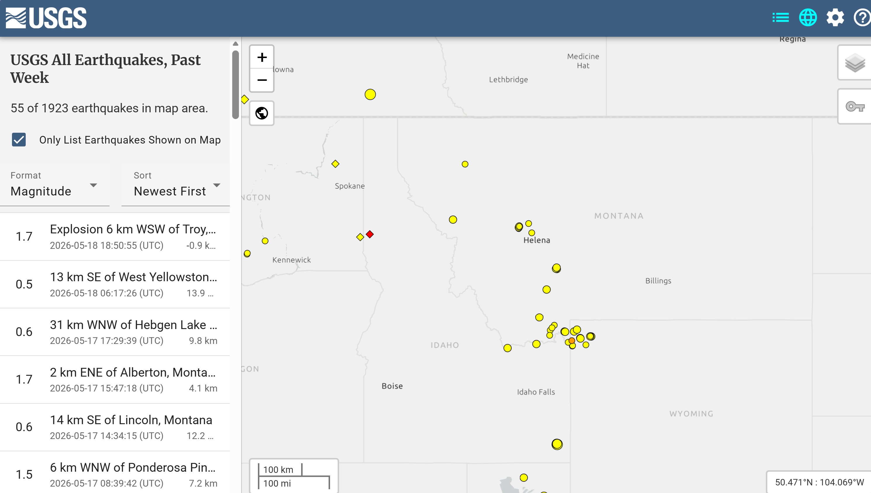 Recent Earthquakes